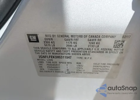 2017 Chevrolet Equinox Lt from USA, damaged, VIN 2GNFLFEK3H6311947